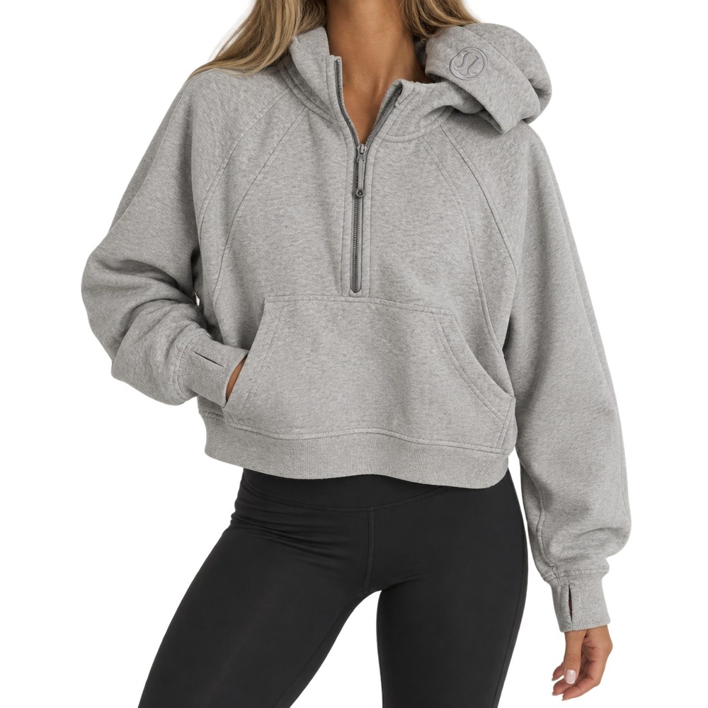 Lululemon Scuba Oversized Half Zip Hoodie Womens M/L Gray Athleisure Lounge